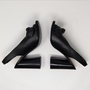 Nine West black bow chunky heel sandal $99